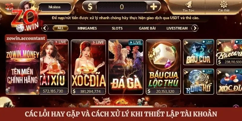 Các lỗi hay gặp và cách xử lý khi thiết lập tài khoản